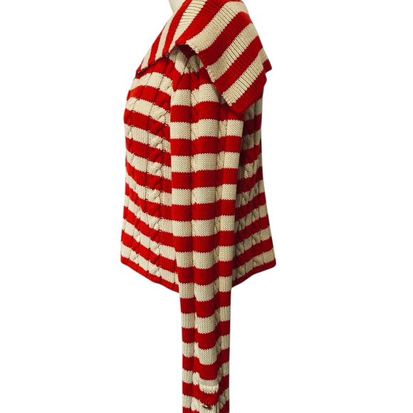 Zara Red & White Striped Knit Cardigan – Size M - Picture 4 of 9